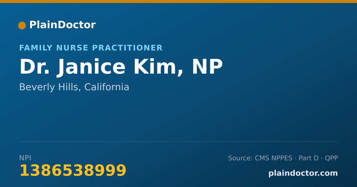 Shareable card for Janice Kim, NP - Family Nurse Practitioner, Beverly Hills, CA