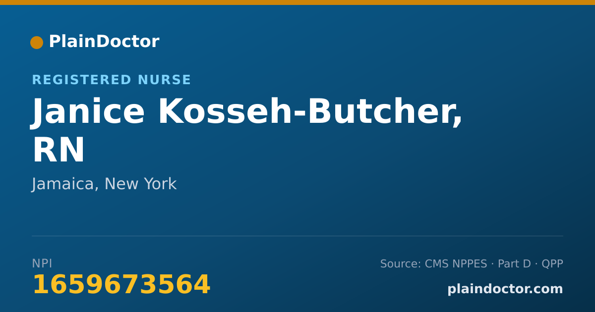 Shareable card for Janice Kosseh-Butcher, RN - Registered Nurse, Jamaica, NY