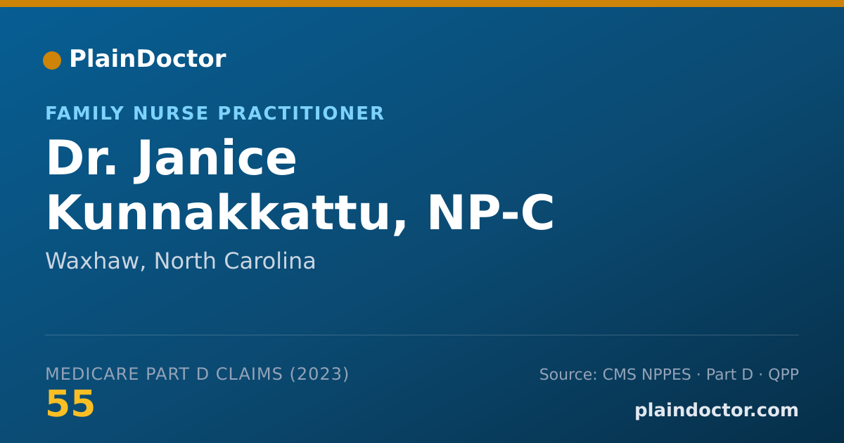 Shareable card for Janice Kunnakkattu, NP-C - Family Nurse Practitioner, Waxhaw, NC