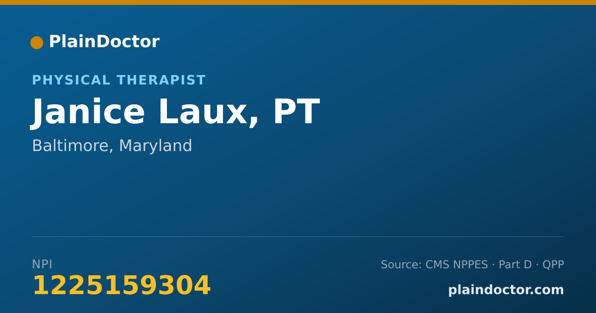 Shareable card for Janice Laux, PT - Physical Therapist, Baltimore, MD