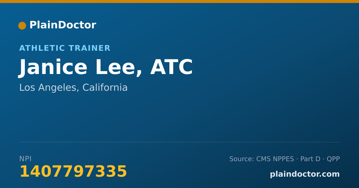 Shareable card for Janice Lee, ATC - Athletic Trainer, Los Angeles, CA