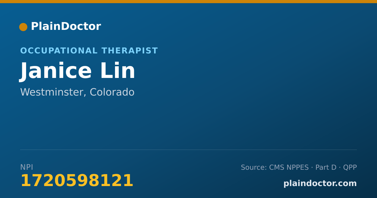 Shareable card for Janice Lin - Occupational Therapist, Westminster, CO