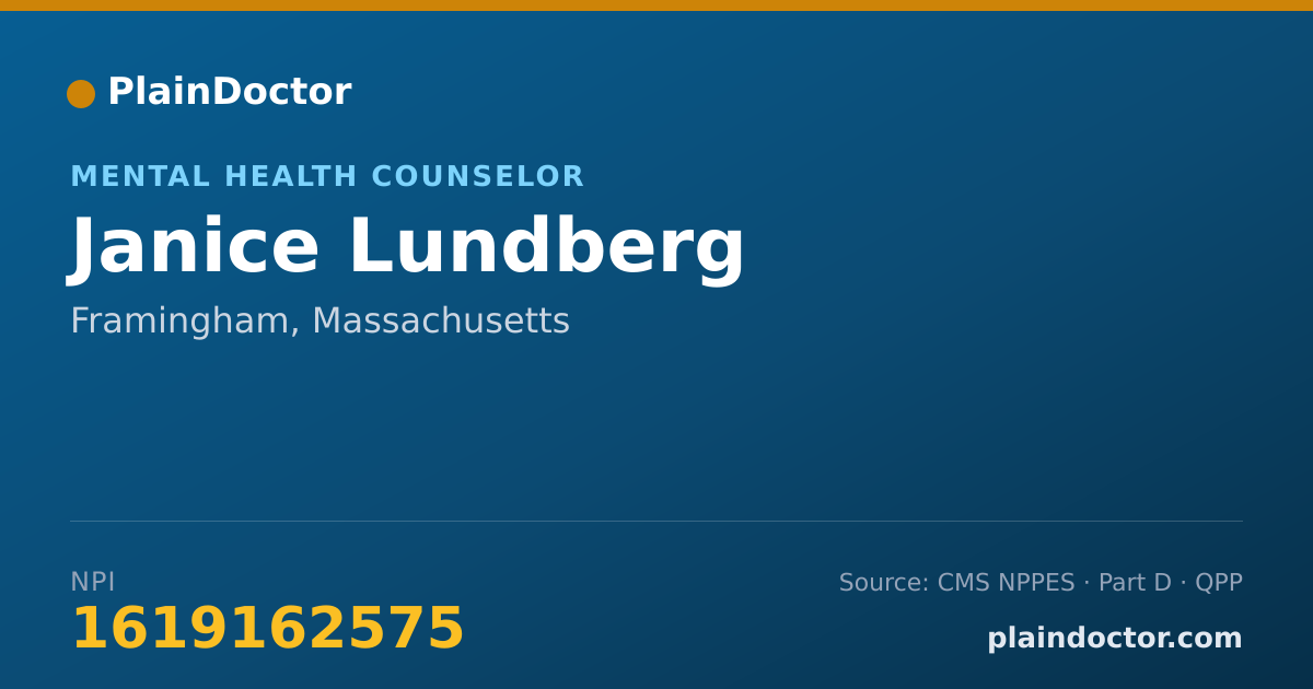 Shareable card for Janice Lundberg - Mental Health Counselor, Framingham, MA
