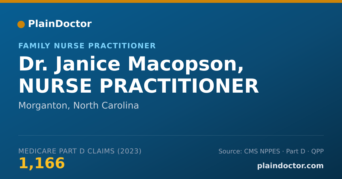 Shareable card for Janice Macopson, NURSE PRACTITIONER - Family Nurse Practitioner, Morganton, NC