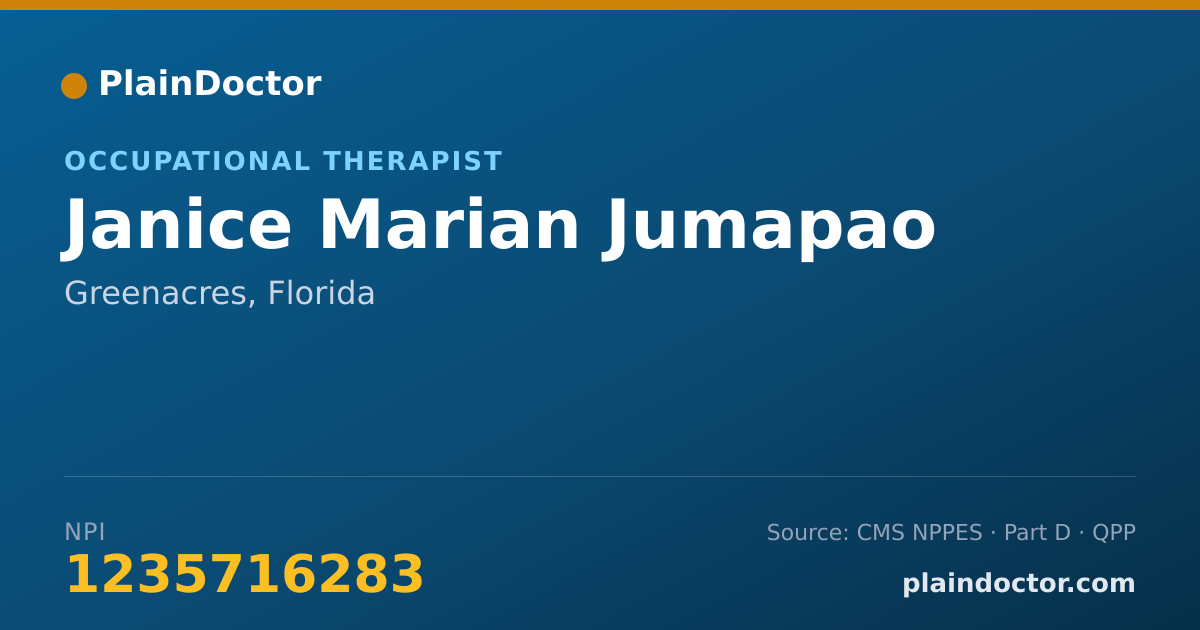 Shareable card for Janice Marian Jumapao - Occupational Therapist, Greenacres, FL