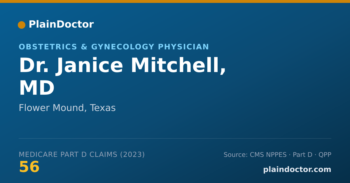 Shareable card for Janice Mitchell, MD - Obstetrics & Gynecology Physician, Flower Mound, TX