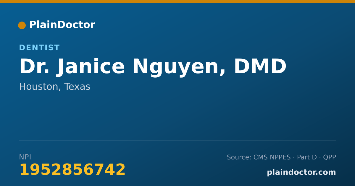 Shareable card for Janice Nguyen, DMD - Dentist, Houston, TX