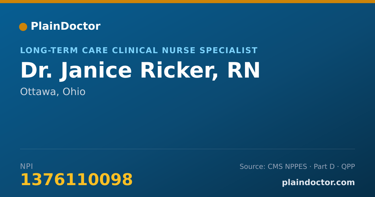 Shareable card for Janice Ricker, RN - Long-Term Care Clinical Nurse Specialist, Ottawa, OH