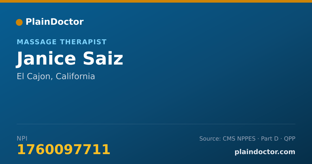 Shareable card for Janice Saiz - Massage Therapist, El Cajon, CA