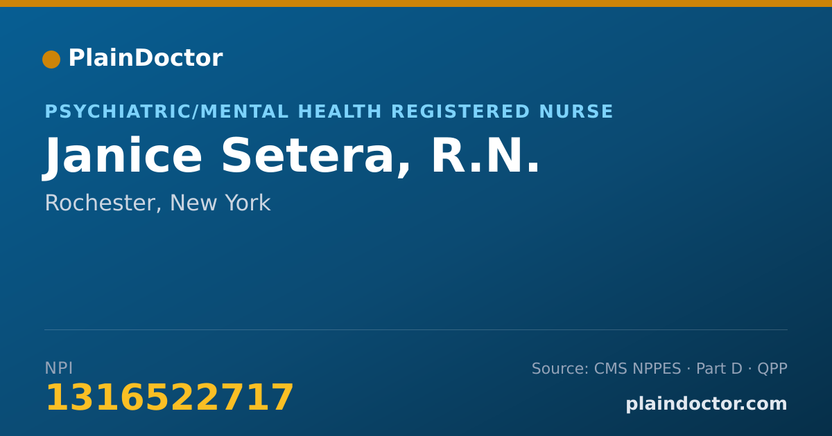 Shareable card for Janice Setera, R.N. - Psychiatric/Mental Health Registered Nurse, Rochester, NY