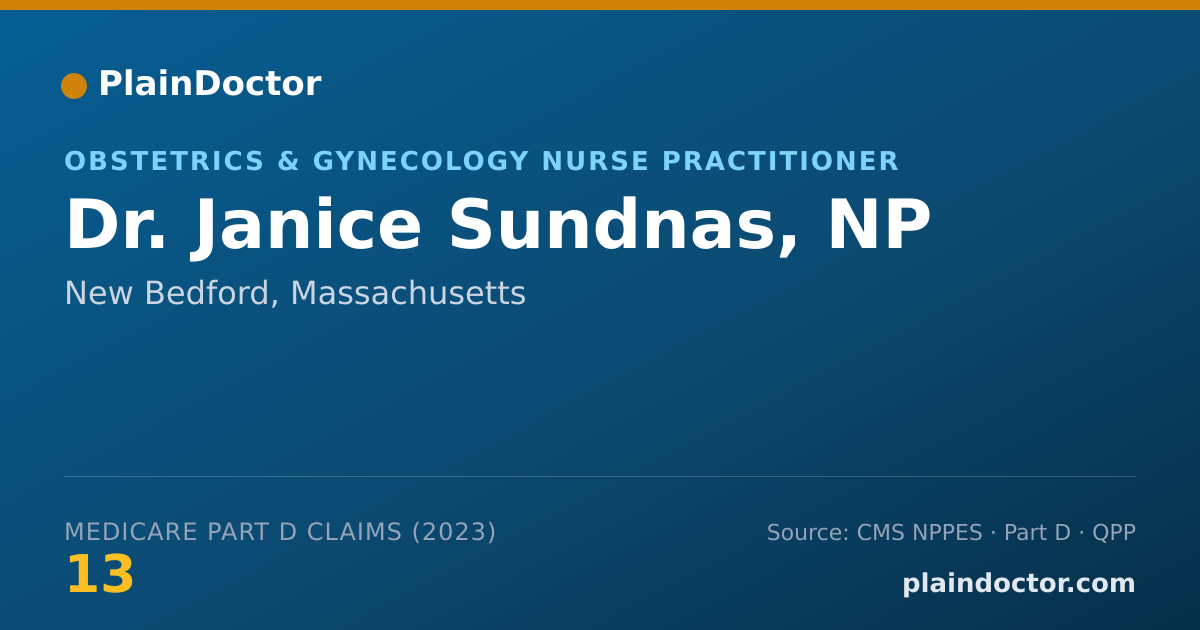 Shareable card for Janice Sundnas, NP - Obstetrics & Gynecology Nurse Practitioner, New Bedford, MA
