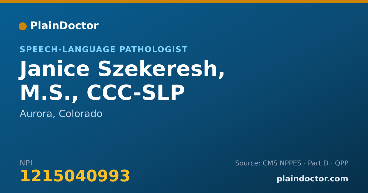 Shareable card for Janice Szekeresh, M.S., CCC-SLP - Speech-Language Pathologist, Aurora, CO