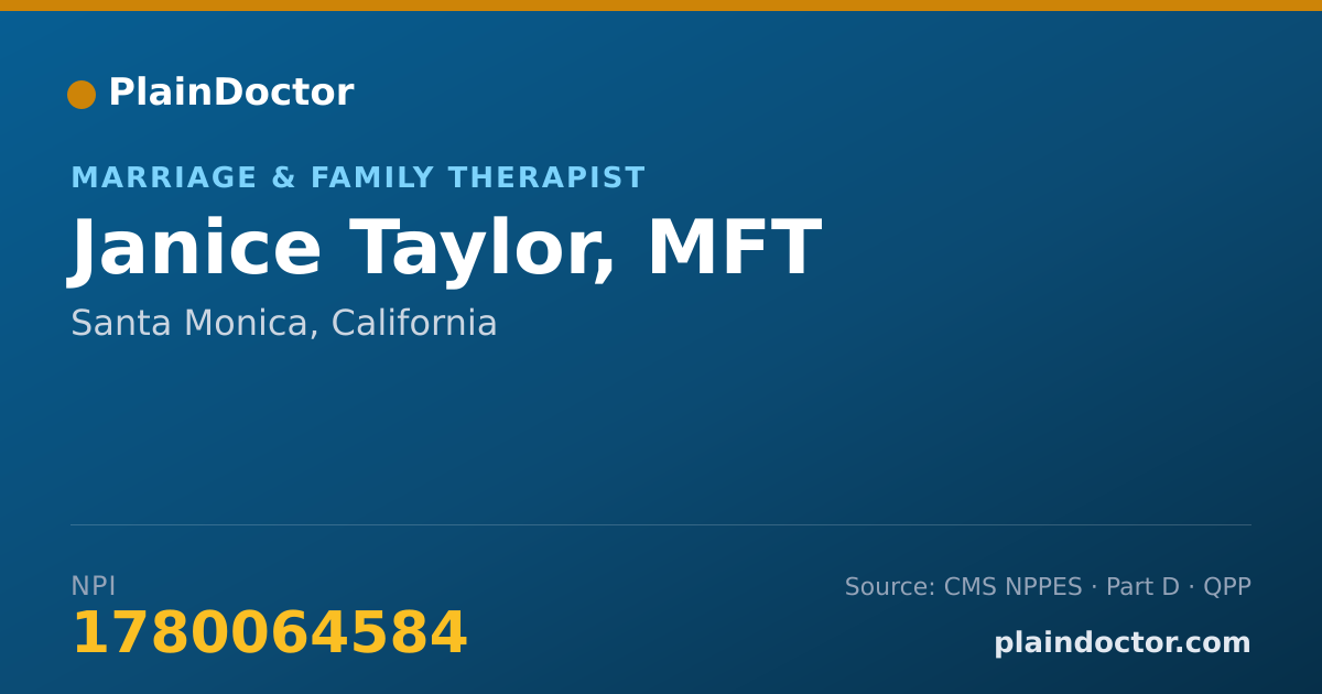 Shareable card for Janice Taylor, MFT - Marriage & Family Therapist, Santa Monica, CA