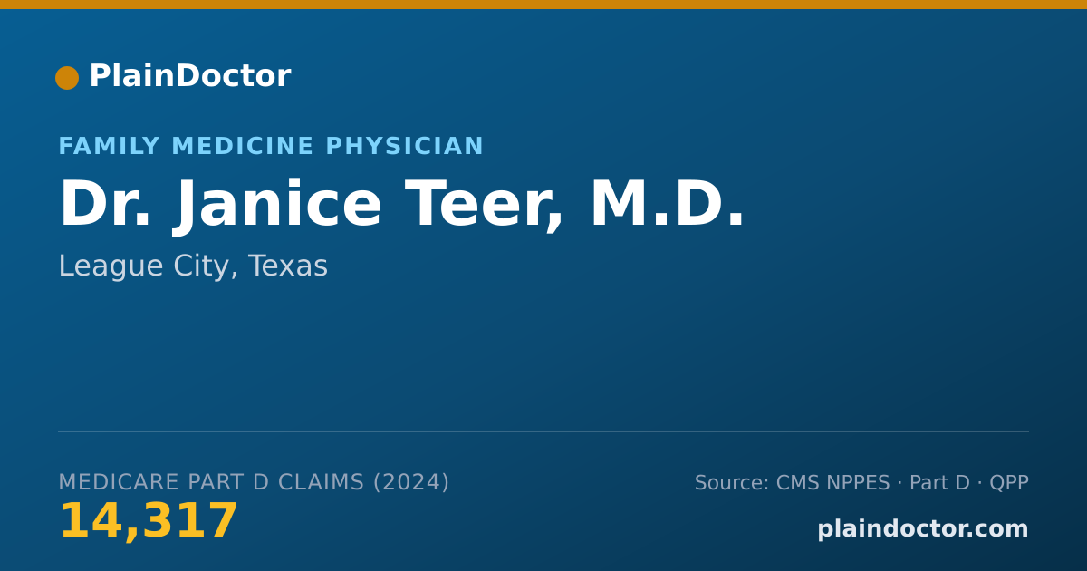 Shareable card for Janice Teer, M.D. - Family Medicine Physician, League City, TX