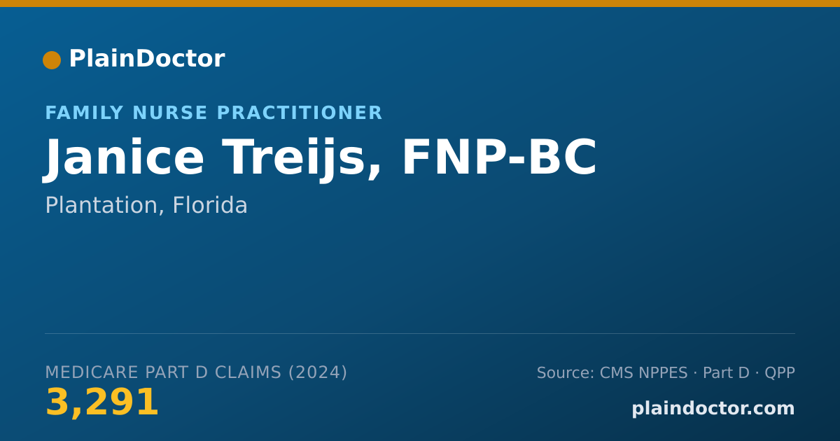 Shareable card for Janice Treijs, FNP-BC - Family Nurse Practitioner, Plantation, FL