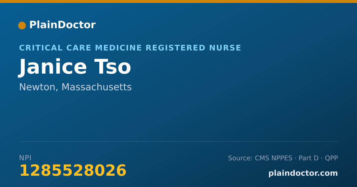 Shareable card for Janice Tso - Critical Care Medicine Registered Nurse, Newton, MA