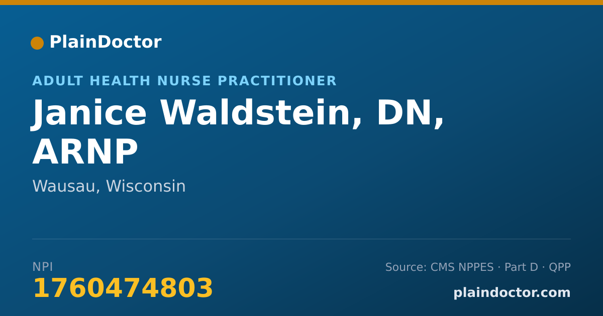Shareable card for Janice Waldstein, DN, ARNP - Adult Health Nurse Practitioner, Wausau, WI
