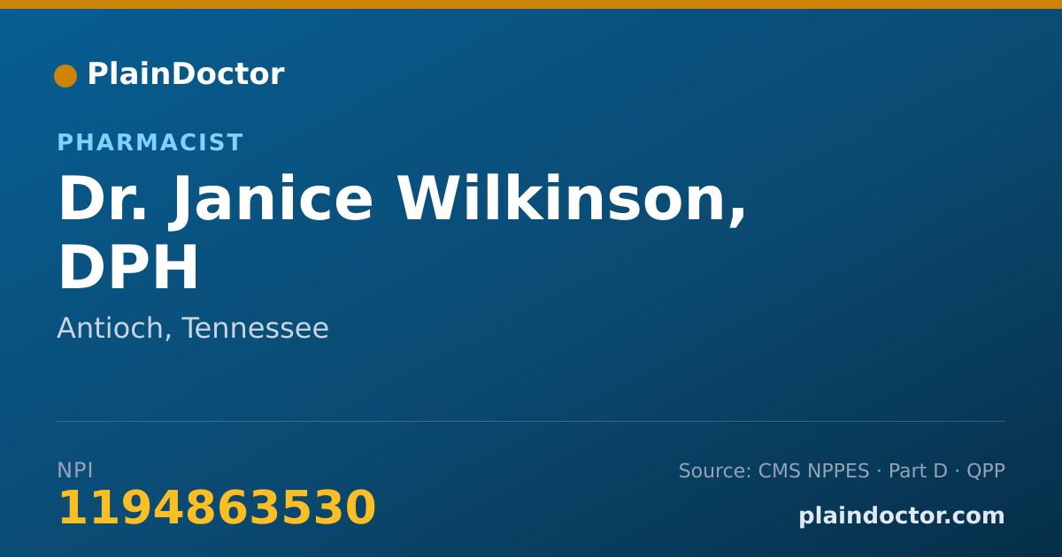 Shareable card for Janice Wilkinson, DPH - Pharmacist, Antioch, TN