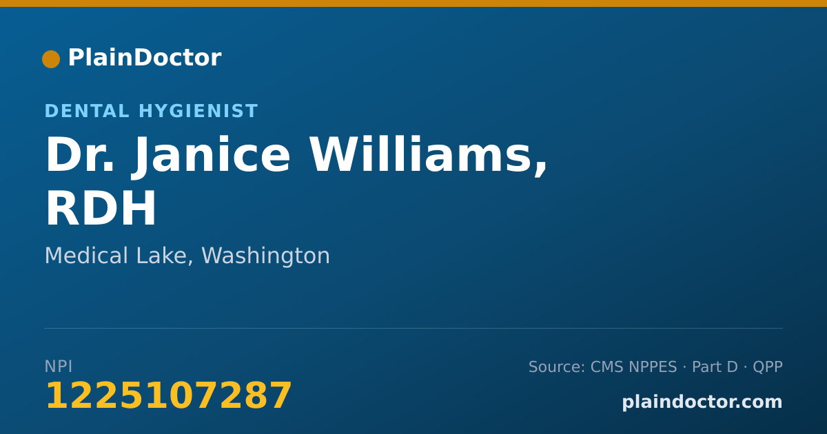 Shareable card for Janice Williams, RDH - Dental Hygienist, Medical Lake, WA