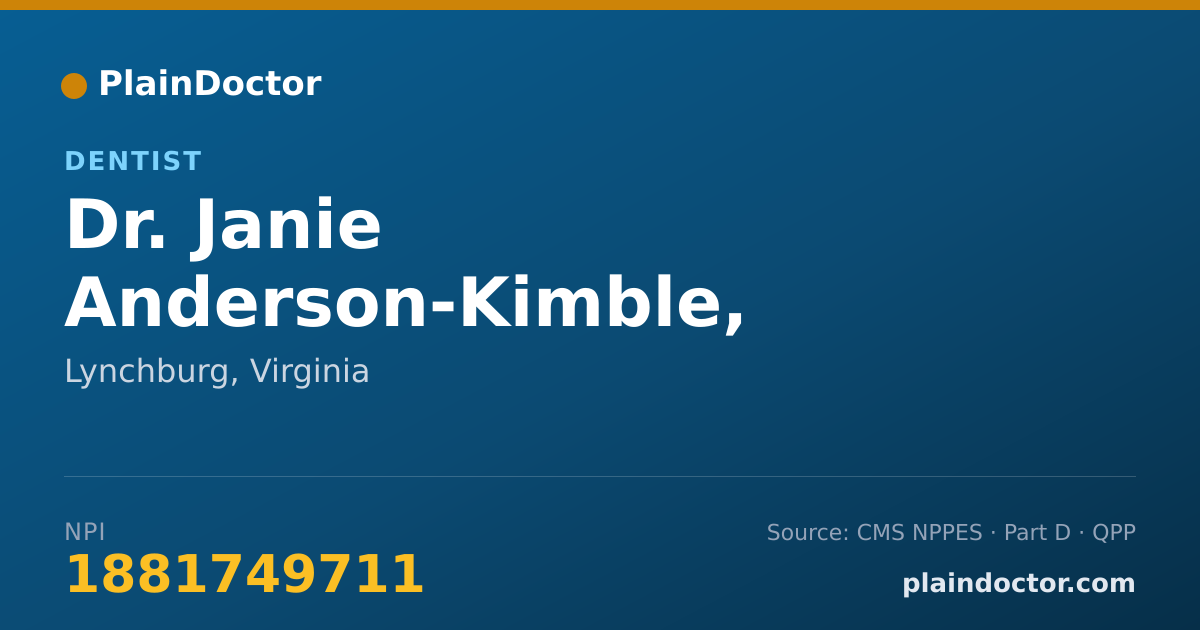 Shareable card for Janie Anderson-Kimble, D.D.S. - Dentist, Lynchburg, VA