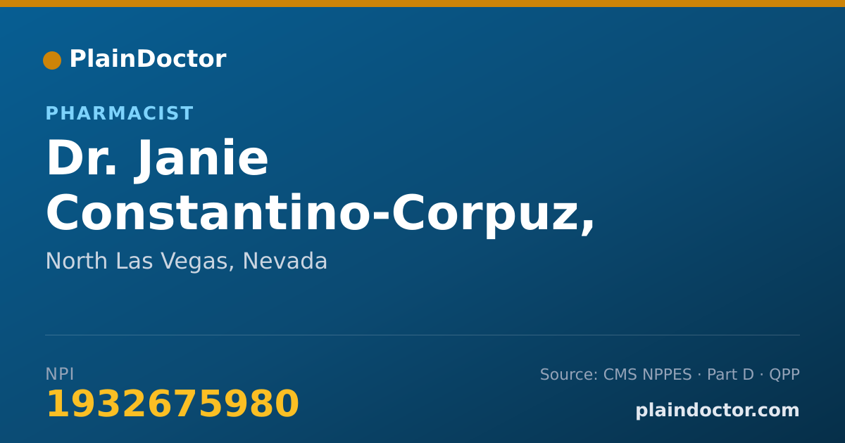 Shareable card for Janie Constantino-Corpuz, PHARMD - Pharmacist, North Las Vegas, NV