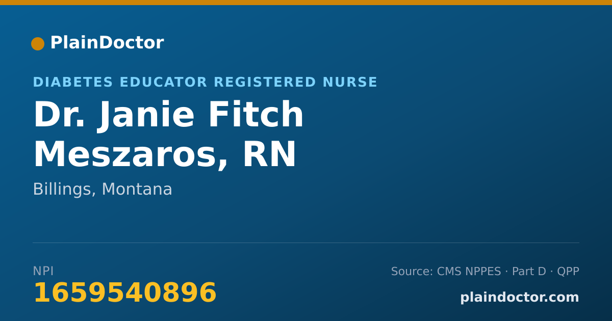 Shareable card for Janie Fitch Meszaros, RN - Diabetes Educator Registered Nurse, Billings, MT