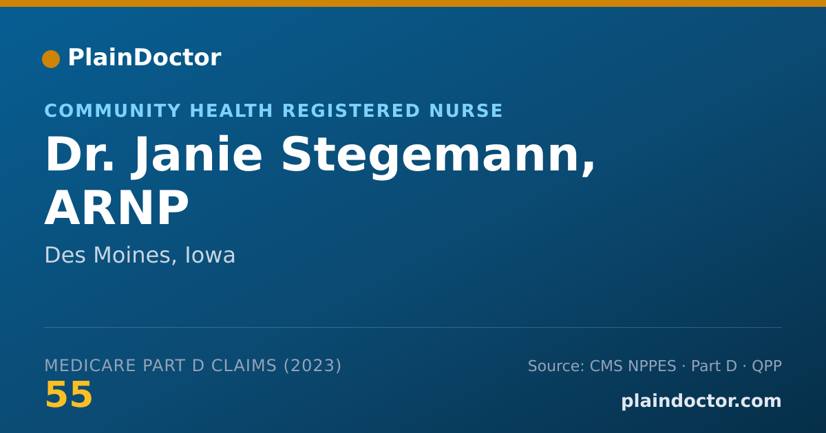 Shareable card for Janie Stegemann, ARNP - Community Health Registered Nurse, Des Moines, IA