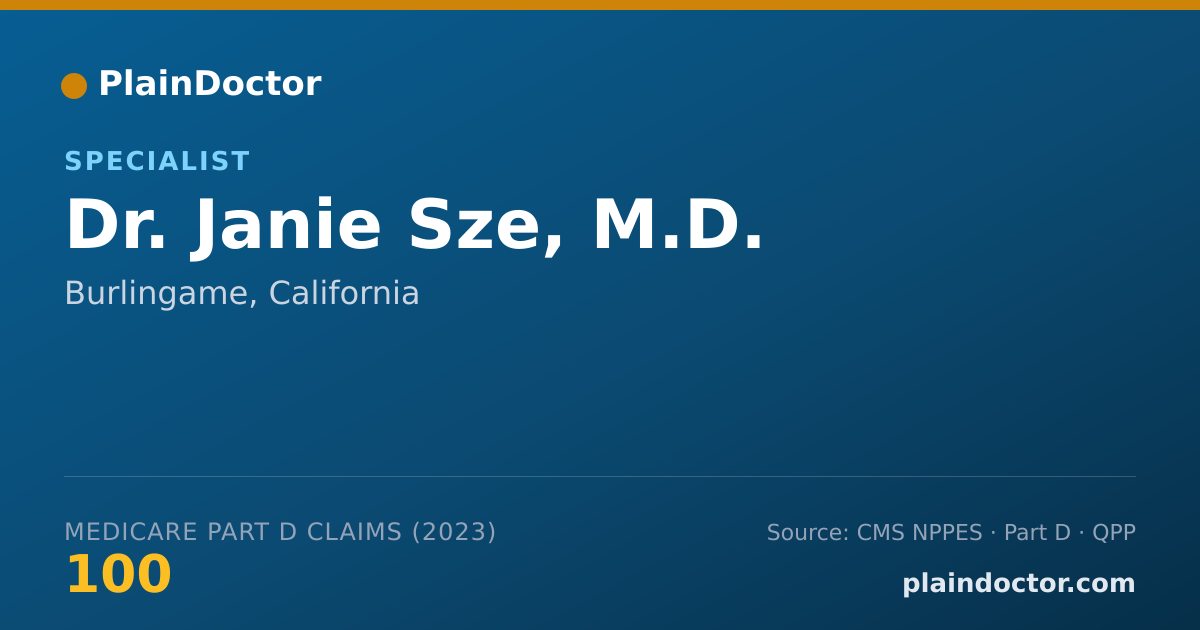 Shareable card for Janie Sze, M.D. - Specialist, Burlingame, CA