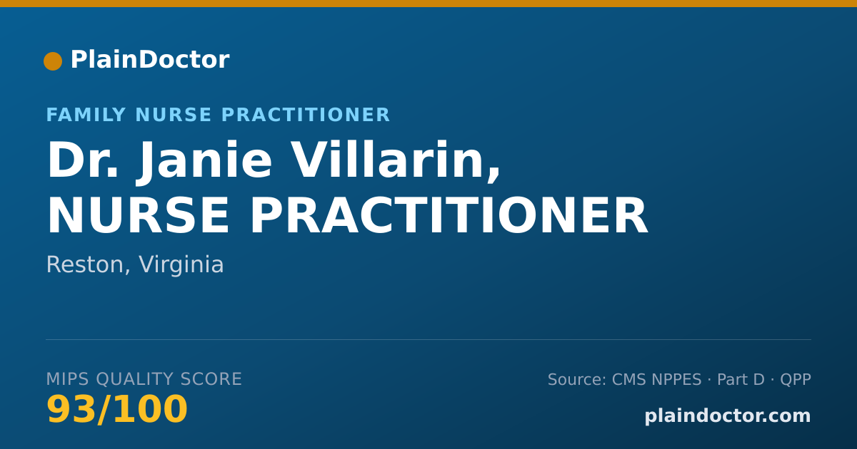 Shareable card for Janie Villarin, NURSE PRACTITIONER - Family Nurse Practitioner, Reston, VA