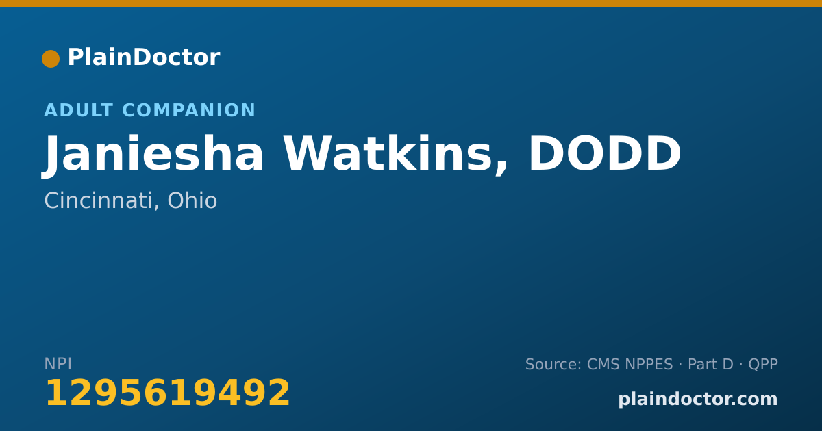 Shareable card for Janiesha Watkins, DODD - Adult Companion, Cincinnati, OH