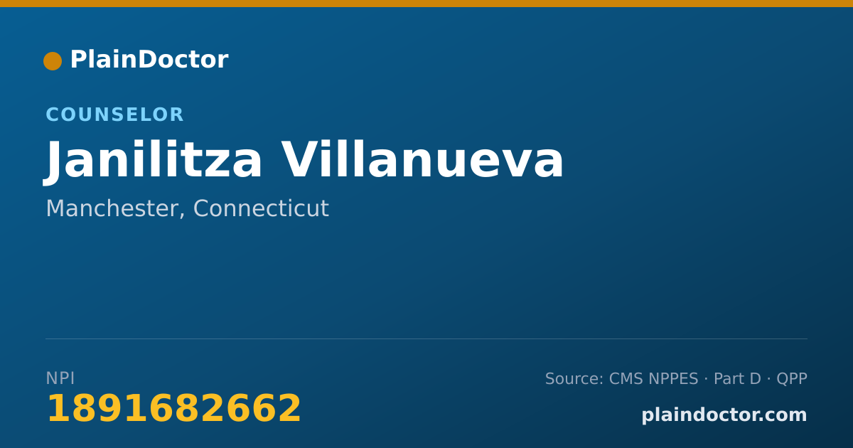 Shareable card for Janilitza Villanueva - Counselor, Manchester, CT