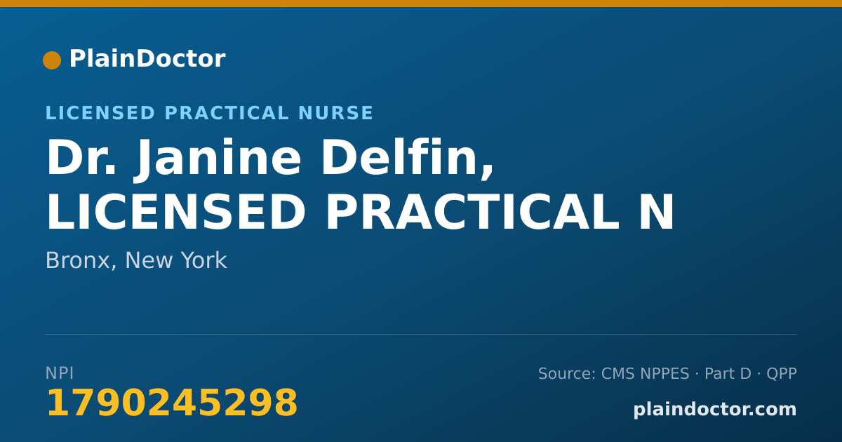 Shareable card for Janine Delfin, LICENSED PRACTICAL N - Licensed Practical Nurse, Bronx, NY