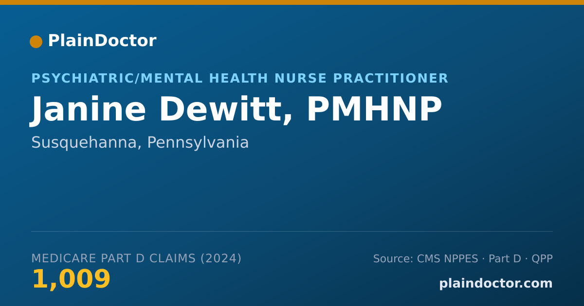 Shareable card for Janine Dewitt, PMHNP - Psychiatric/Mental Health Nurse Practitioner, Susquehanna, PA