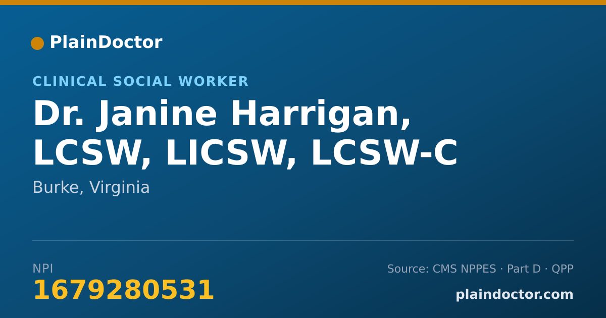 Shareable card for Janine Harrigan, LCSW, LICSW, LCSW-C - Clinical Social Worker, Burke, VA