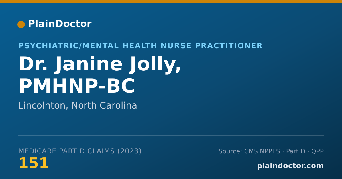 Shareable card for Janine Jolly, PMHNP-BC - Psychiatric/Mental Health Nurse Practitioner, Lincolnton, NC