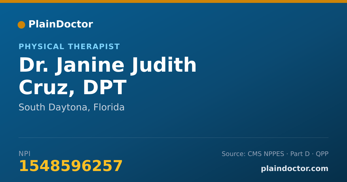 Shareable card for Janine Judith Cruz, DPT - Physical Therapist, South Daytona, FL