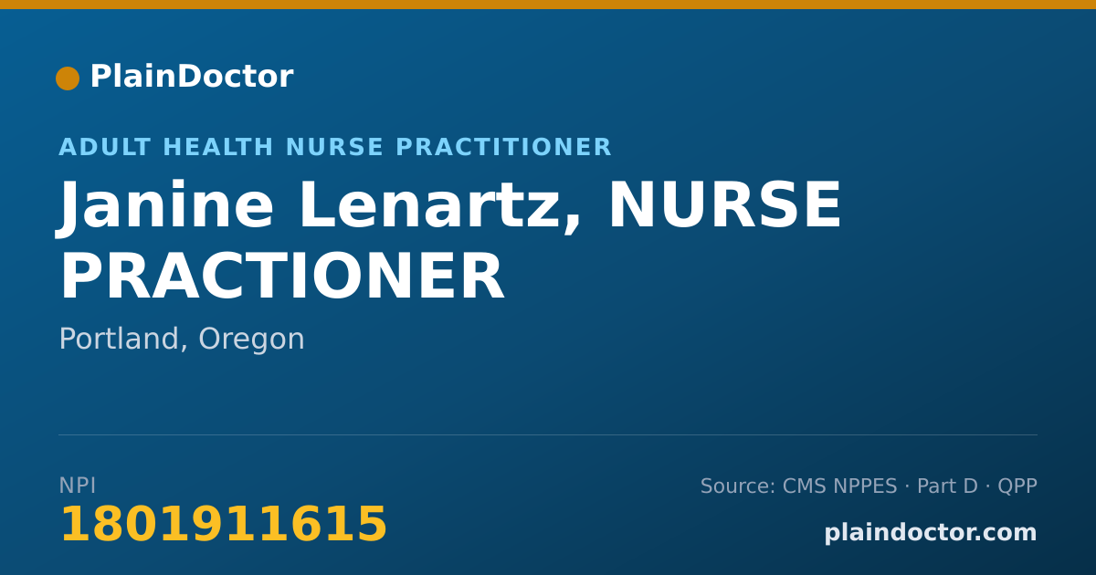 Shareable card for Janine Lenartz, NURSE PRACTIONER - Adult Health Nurse Practitioner, Portland, OR