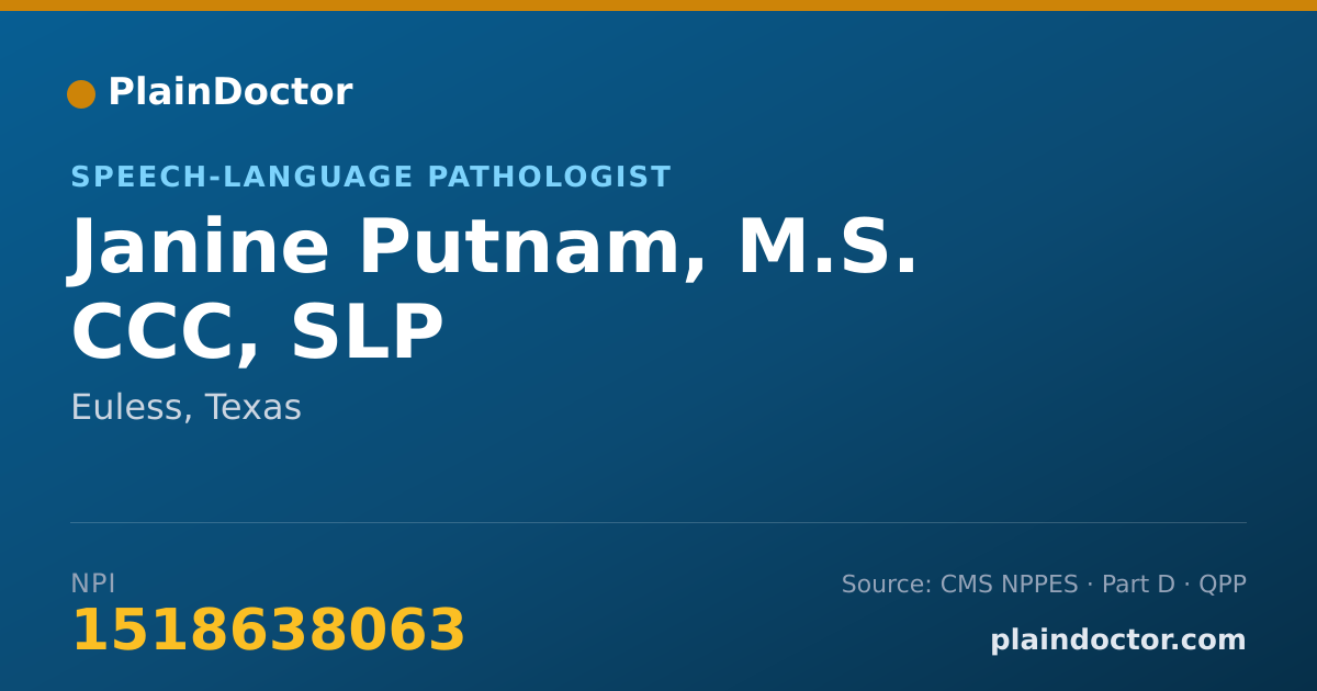 Shareable card for Janine Putnam, M.S. CCC, SLP - Speech-Language Pathologist, Euless, TX