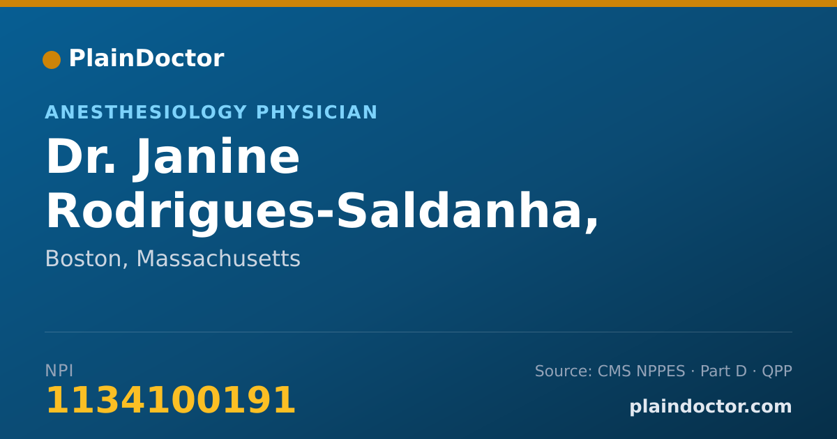 Shareable card for Janine Rodrigues-Saldanha, M.D. - Anesthesiology Physician, Boston, MA