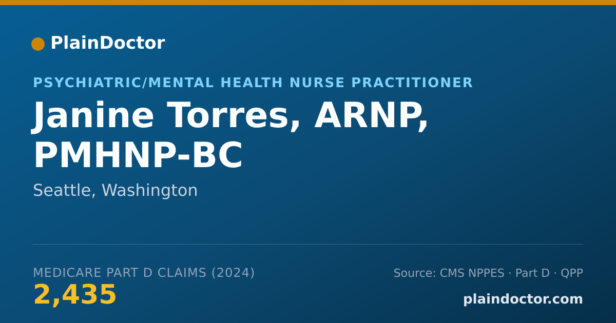 Shareable card for Janine Torres, ARNP, PMHNP-BC - Psychiatric/Mental Health Registered Nurse, Seattle, WA