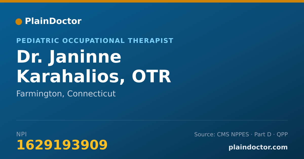 Shareable card for Janinne Karahalios, OTR - Pediatric Occupational Therapist, Farmington, CT