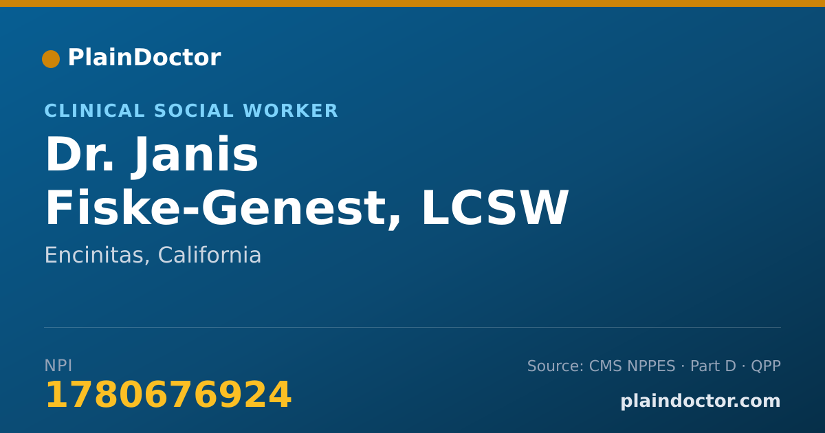 Shareable card for Janis Fiske-Genest, LCSW - Clinical Social Worker, Encinitas, CA