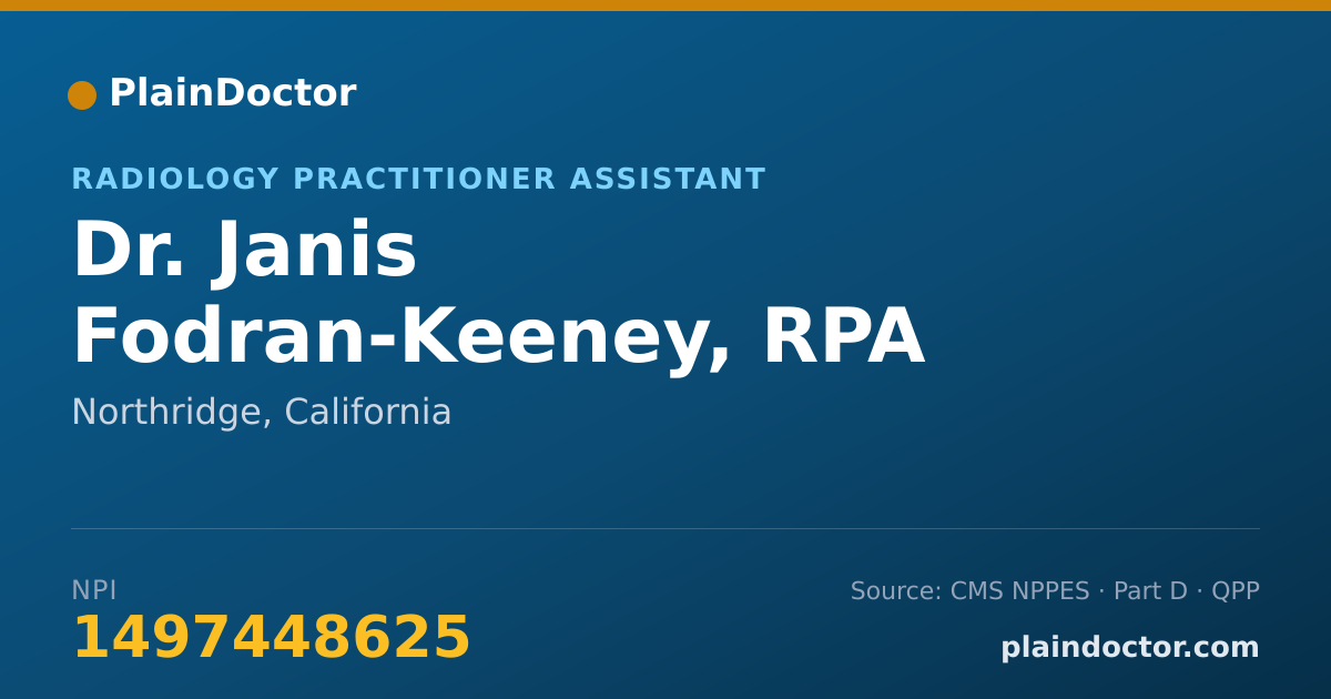 Shareable card for Janis Fodran-Keeney, RPA - Radiology Practitioner Assistant, Northridge, CA