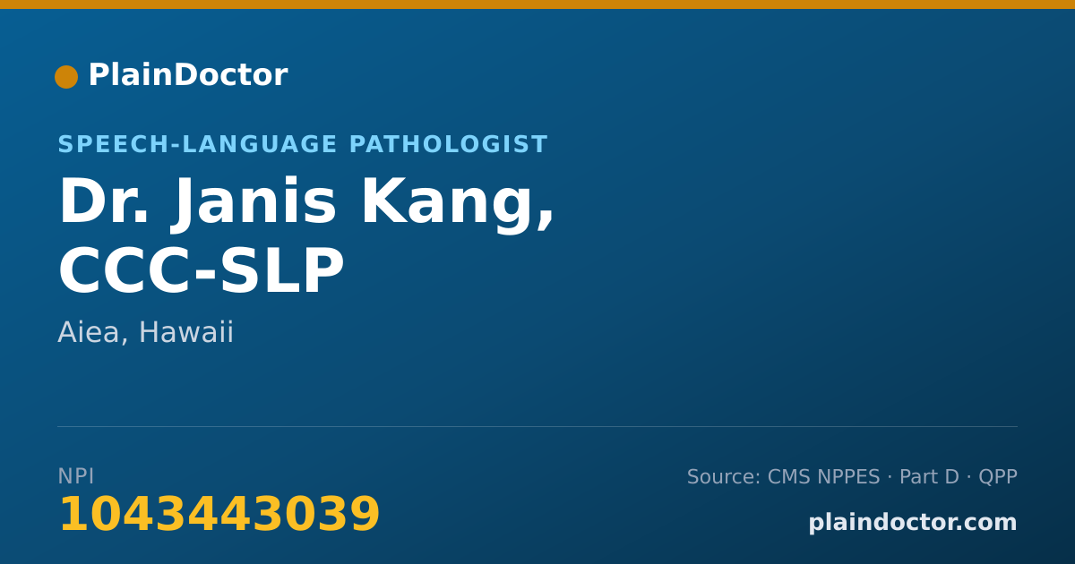 Shareable card for Janis Kang, CCC-SLP - Speech-Language Pathologist, Aiea, HI