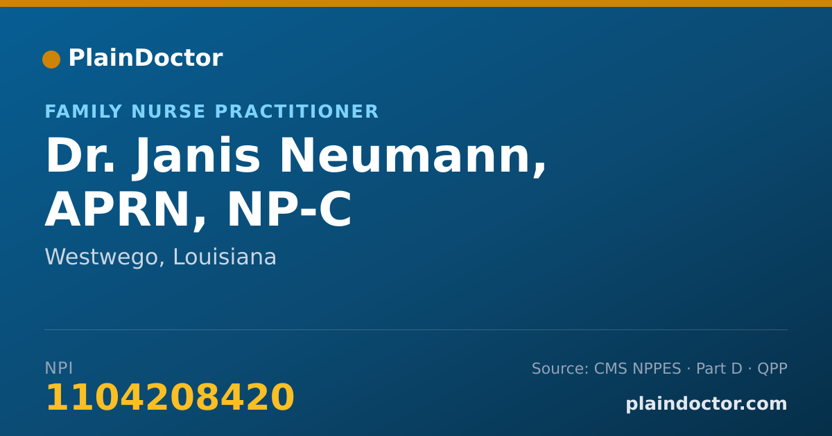 Shareable card for Janis Neumann, APRN, NP-C - Family Nurse Practitioner, Westwego, LA