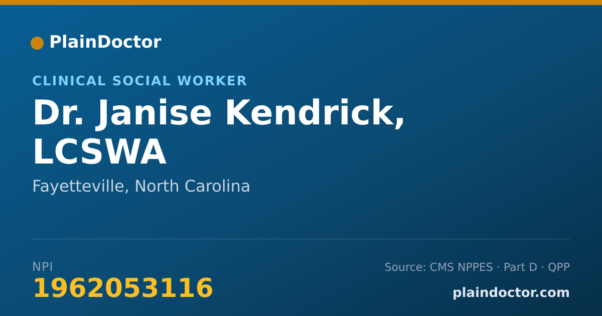 Shareable card for Janise Kendrick, LCSWA - Clinical Social Worker, Fayetteville, NC
