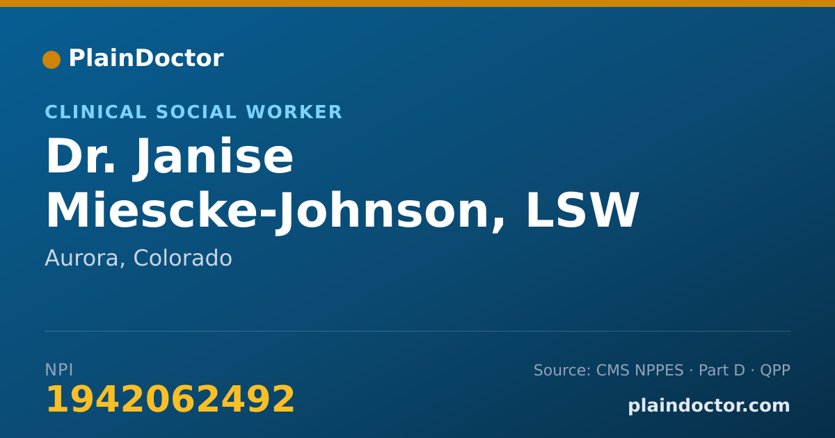 Shareable card for Janise Miescke-Johnson, LSW - Clinical Social Worker, Aurora, CO