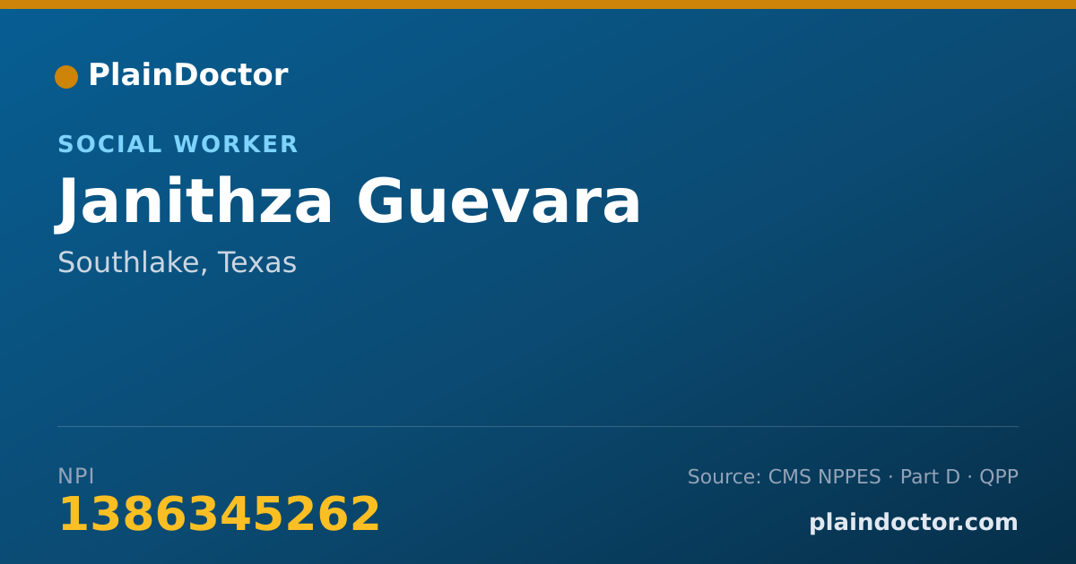 Shareable card for Janithza Guevara - Social Worker, Southlake, TX