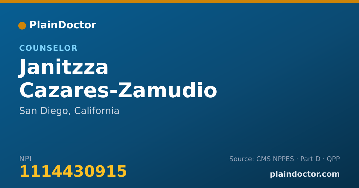 Shareable card for Janitzza Cazares-Zamudio - Counselor, San Diego, CA