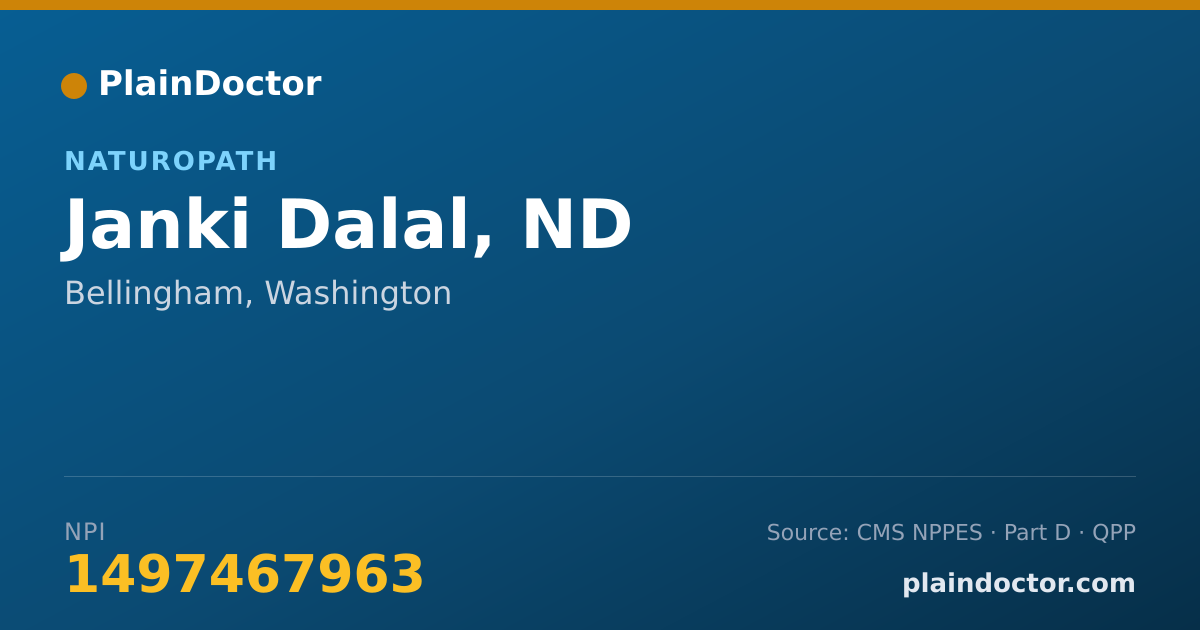 Shareable card for Janki Dalal, ND - Naturopath, Bellingham, WA